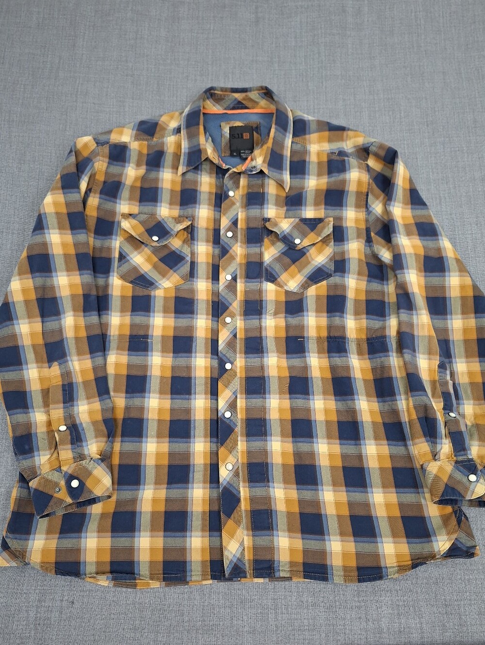 5.11 Tactical Plaid Pearl Snap 100% Cotton Button Down Casual Shirt. XL